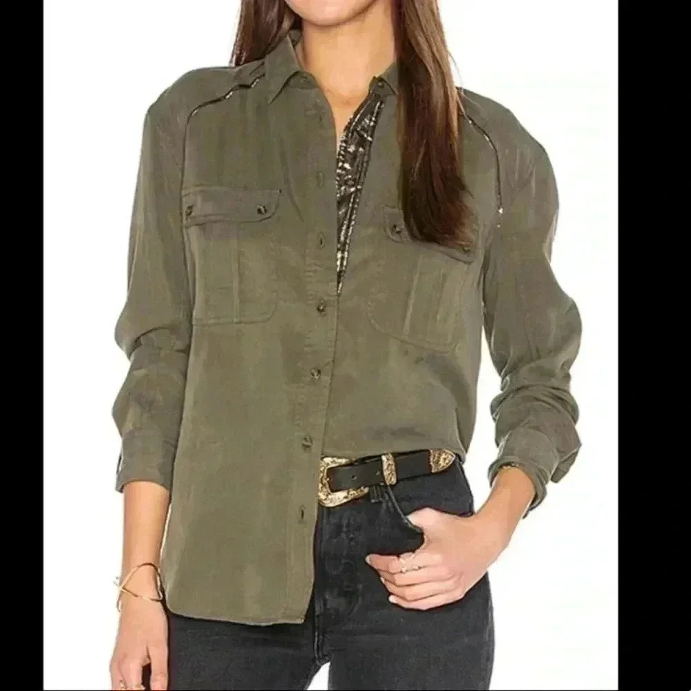 Free people off campus metallic details shirts